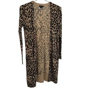 HALOGEN ANIMAL PRINT LONG CARDIGAN